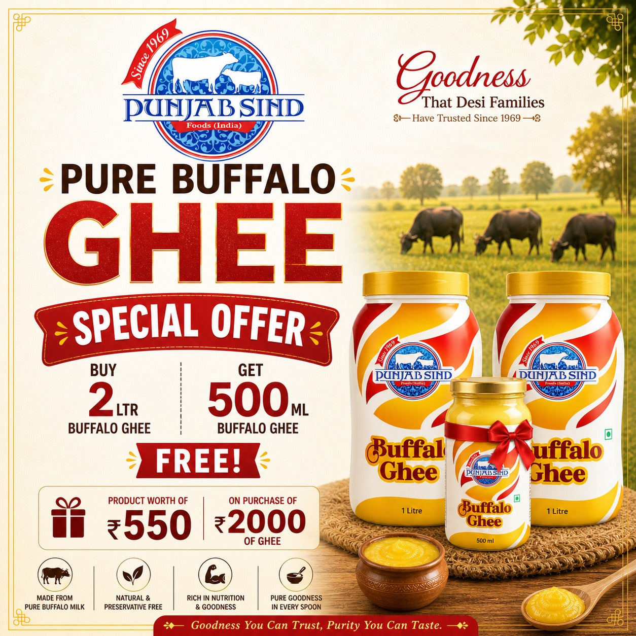 Buffalo Ghee 2ltr Pack